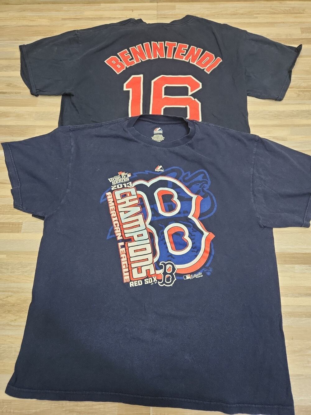 Red Sox Majestic T-Shirt Bundle of 2 Men's XL Shirts. Benintendi & 2013 Champs